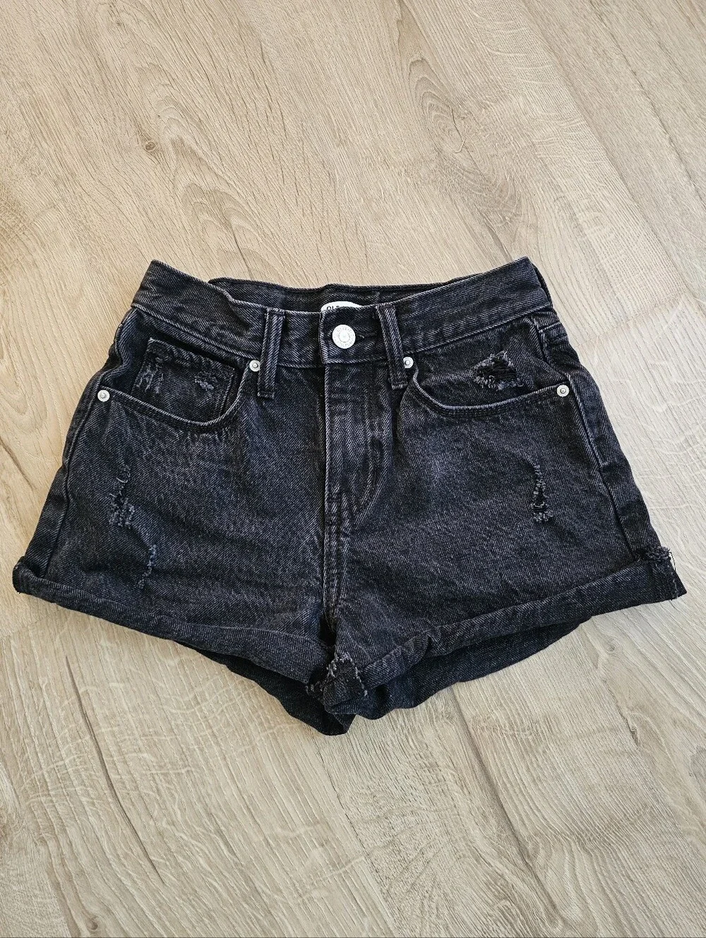 Old Navy Black Distressed High-Rise Jean Shorts Size 10